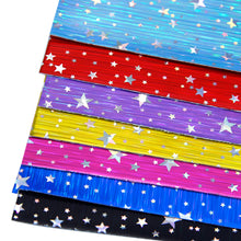 Load image into Gallery viewer, holographic laser star starfish stripe glossy printed laser stripes star faux leather

