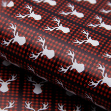 Load image into Gallery viewer, deer reindeer giraffe plaid grid gingham tartan buffalo plaid christmas day printed faux leather

