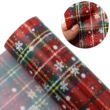 Load image into Gallery viewer, plaid grid christmas day snowflake snow printed faux leather
