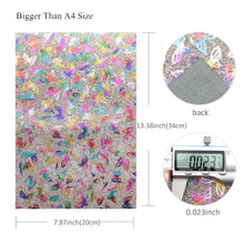 Load image into Gallery viewer, gold foil metallic gold hot stamping silver hot stamping colourful gold hot stamping fine glitter butterfly printed gold silver butterfly fine glitter faux leather
