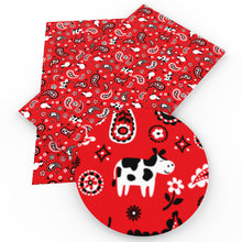 Load image into Gallery viewer, cow paisley cashew pattern printed faux leather
