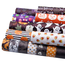 Load image into Gallery viewer, candy sweety stripe spider web halloween printed faux leather set（9pieces/set）
