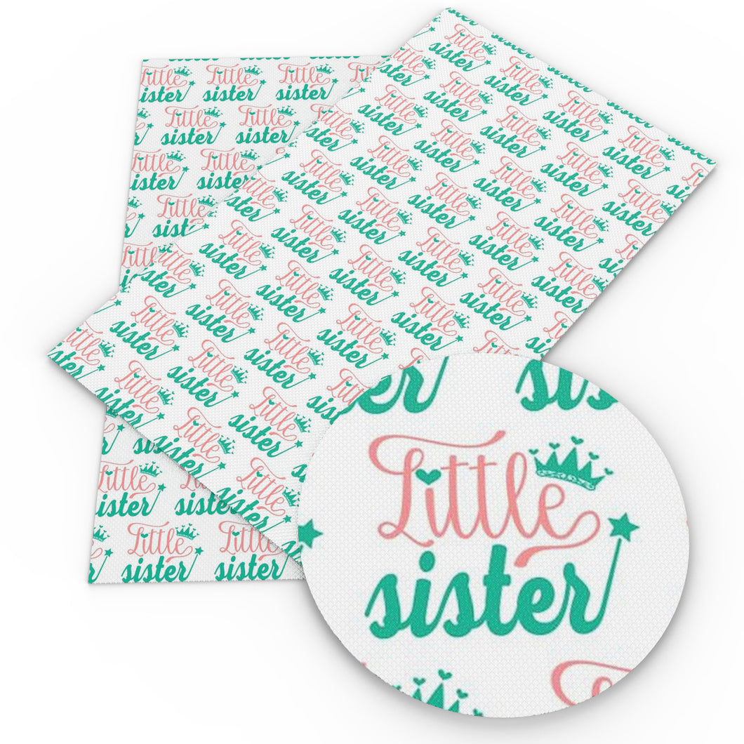big sister little sister middle sister lil letters alphabet printed faux leather