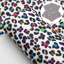 Load image into Gallery viewer, fine glitter leopard cheetah printed fine glitter leopard faux leather
