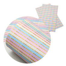 Load image into Gallery viewer, stripe rainbow color easter bunny printed faux leather
