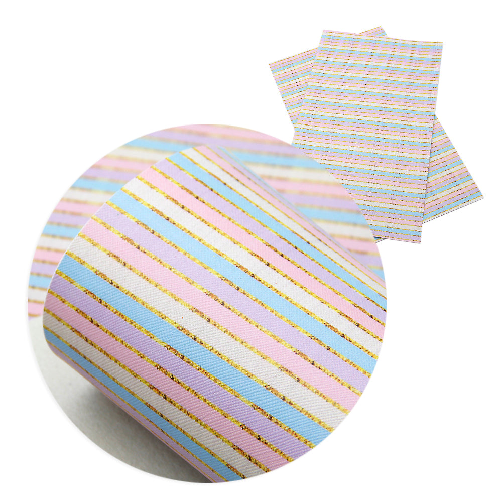stripe rainbow color easter bunny printed faux leather