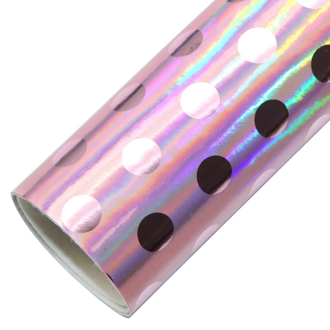 holographic laser smooth glossy dots spot printed smooth holographic dots faux leather
