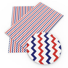 Load image into Gallery viewer, chevron zig zags usa fourth of july independence day printed faux leather
