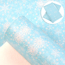 Load image into Gallery viewer, snowflake snow christmas day printed faux leather
