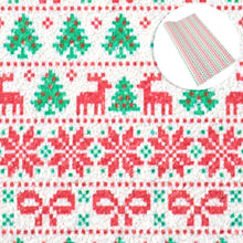 Load image into Gallery viewer, christmas day christmas tree deer reindeer giraffe bowknot bows printed faux leather
