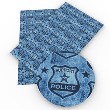 Load image into Gallery viewer, police policeman police car denim pattern printed faux leather
