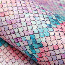 Load image into Gallery viewer, fish scales mermaid scales printed faux leather
