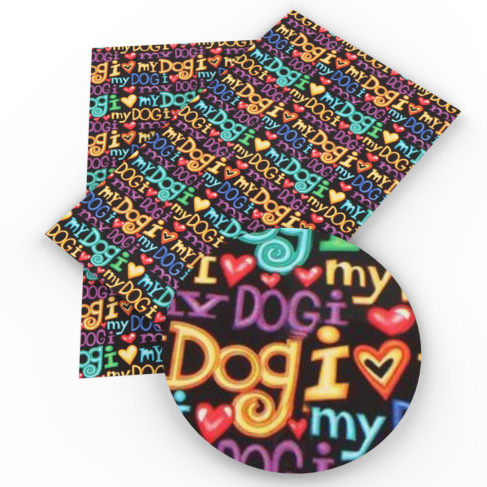 letters alphabet dog puppy printed faux leather