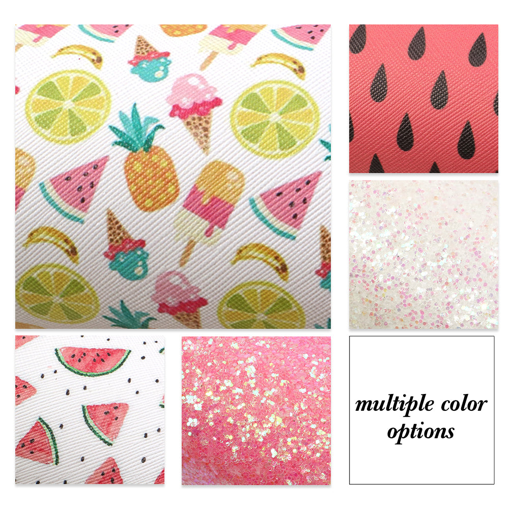 fruit watermelon pineapple printed faux leather set（5pieces/set）