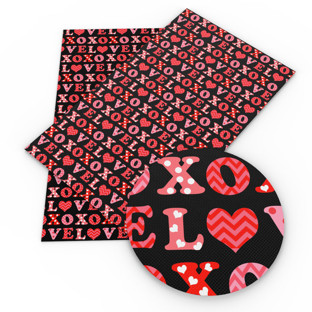 letters alphabet heart love xoxo printed faux leather