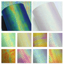 Load image into Gallery viewer, litchi texture magic color iridescent printed Spunlaced iridescent Litchi pattern faux leather
