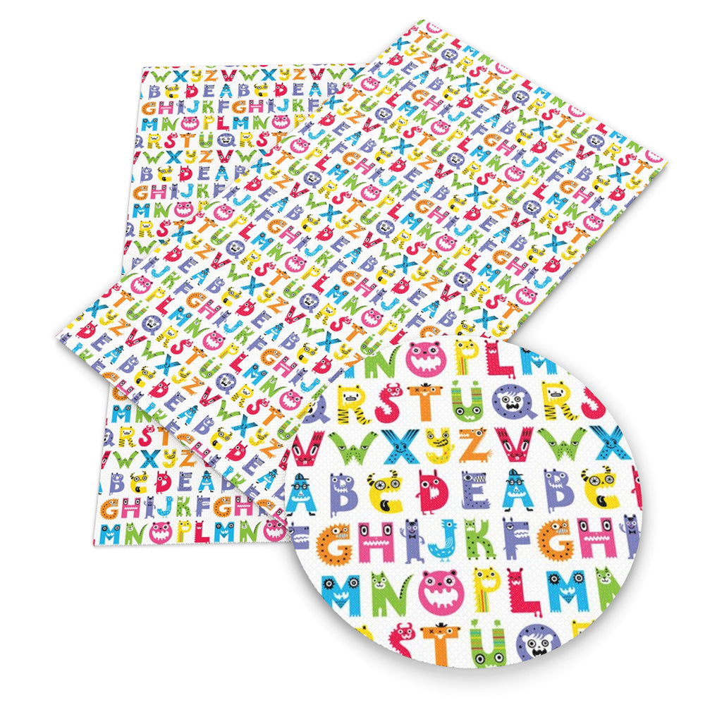 letters alphabet back to school abc printed faux leather
