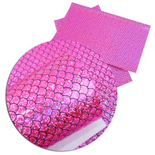 Load image into Gallery viewer, fish scales mermaid scales holographic laser printed faux leather

