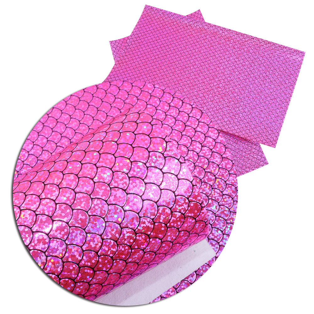 fish scales mermaid scales holographic laser printed faux leather