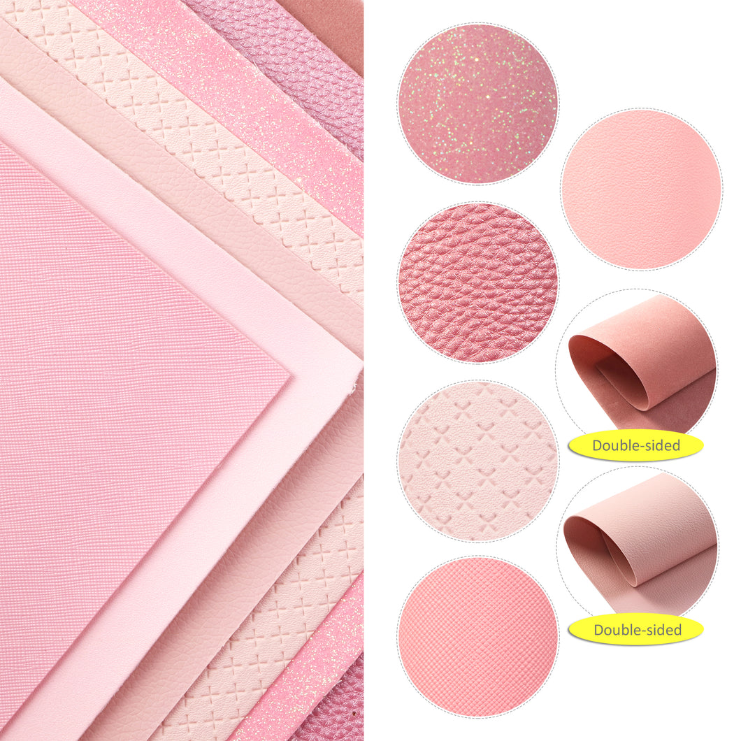 plain solid color pink series faux leather set(7pieces/set)