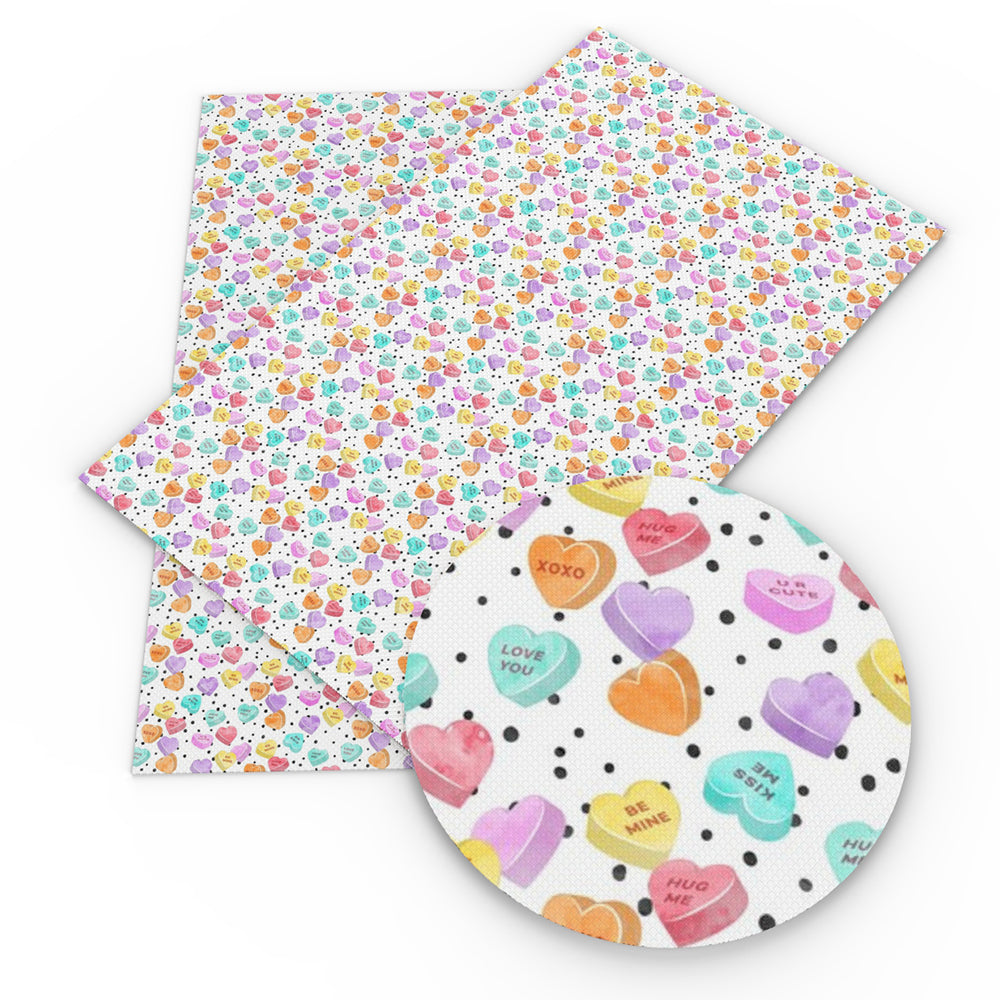 heart love valentines day dots spot xoxo printed faux leather