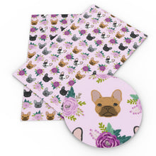 Load image into Gallery viewer, dog puppy flower floral printed faux leather
