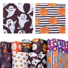 Load image into Gallery viewer, candy sweety stripe spider web halloween printed faux leather set（9pieces/set）
