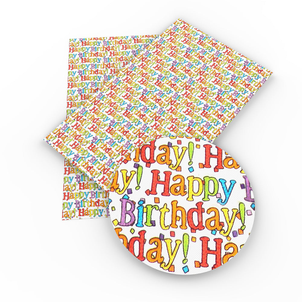 happy birthday letters alphabet printed faux leather