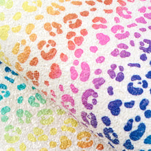 Load image into Gallery viewer, rainbow color gradient color leopard cheetah printed faux leather
