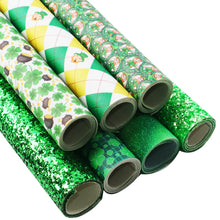 Load image into Gallery viewer, clover shamrock st patricks printed faux leather set（7pcs/set）
