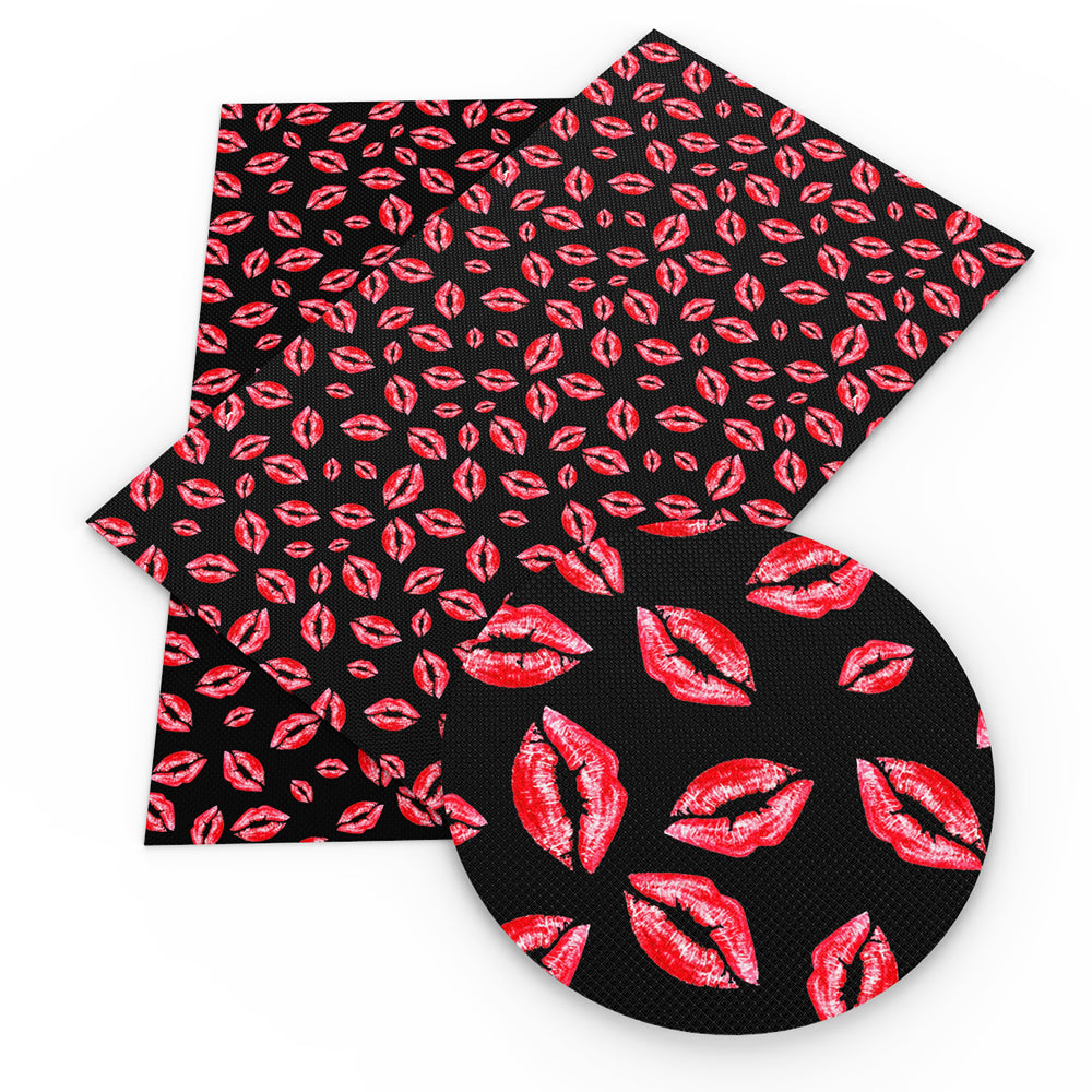 lipstick lips valentines day printed faux leather