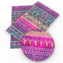 Load image into Gallery viewer, geometric patterns triangle aztec tribal pattern/tribal pattern printed faux leather
