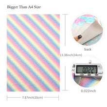Load image into Gallery viewer, rainbow color fine glitter stripe printed rainbow unicorn faux leather set（5piece/set）
