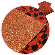 Load image into Gallery viewer, double sided faux leather sheet leopard cheetah printed glitter double sided faux leather
