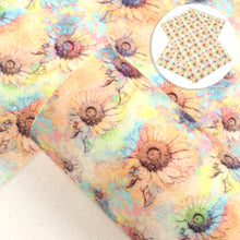 Load image into Gallery viewer, sunflower flower floral paint splatter printed faux leather
