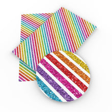 Load image into Gallery viewer, stripe rainbow color printed faux leather

