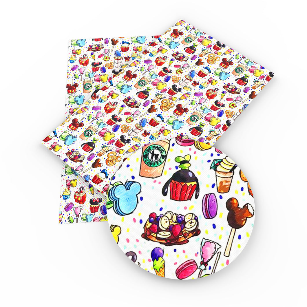 candy sweety cake cupcake ice cream popsicle printed faux leather