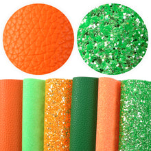 Load image into Gallery viewer, st patricks fine glitter chunky glitter litchi texture printed st Patricks faux leather set（6piece/set）

