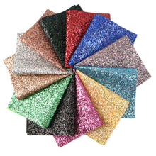 Load image into Gallery viewer, chunky glitter sequins paillette spangles big small sequins mixed multicolor rainbow color printed chunky glitter multicolour sequins faux leather
