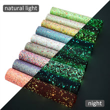 Load image into Gallery viewer, sequins paillette spangles big small sequins mixed multicolor printed glow in the dark series glitter sequins faux leather
