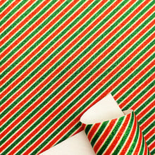 Load image into Gallery viewer, stripe christmas day printed faux leather
