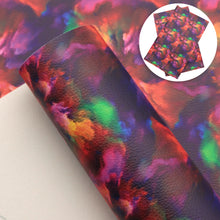 Load image into Gallery viewer, paint splatter rainbow color printed faux leather
