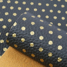 Load image into Gallery viewer, litchi texture dots spot matte glossy printed gold lychee faux leather
