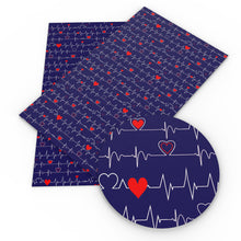 Load image into Gallery viewer, heartbeat ekg ecg heart beating printed faux leather
