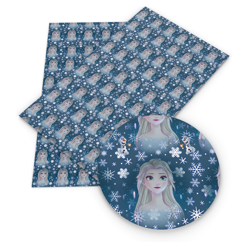 snowflake snow printed faux leather