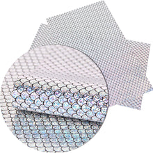 Load image into Gallery viewer, fish scales mermaid scales holographic laser printed faux leather
