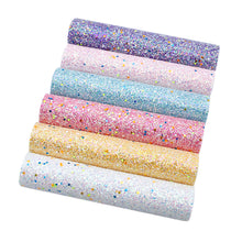 Load image into Gallery viewer, sequins paillette spangles chunky glitter printed glow in the dark sequins chunky glitter faux leather set（6pieces/set）
