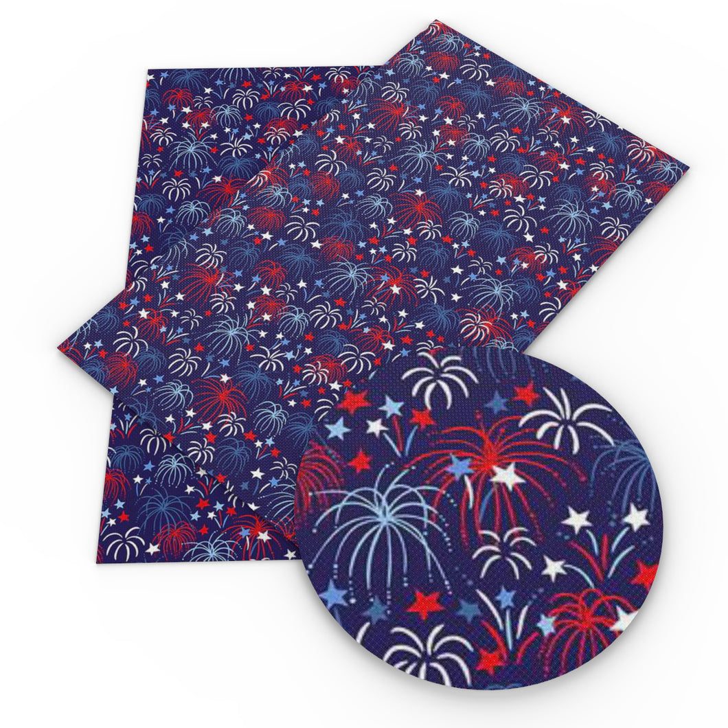 firework usa fourth of july independence day printed faux leather