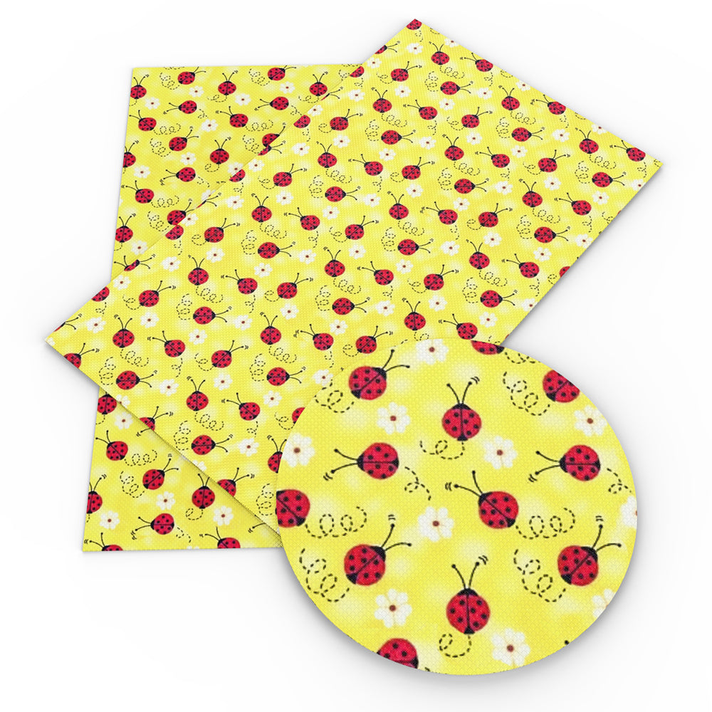 ladybug flower floral printed faux leather
