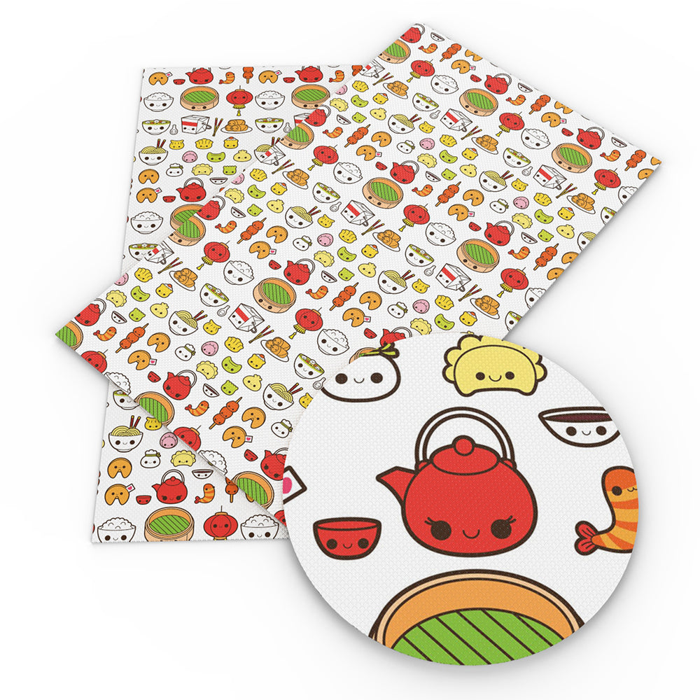 food printed faux leather